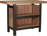 LuxCraft Outdoor Serving Bar 5-Piece Set includes 4 outdoor bar stools