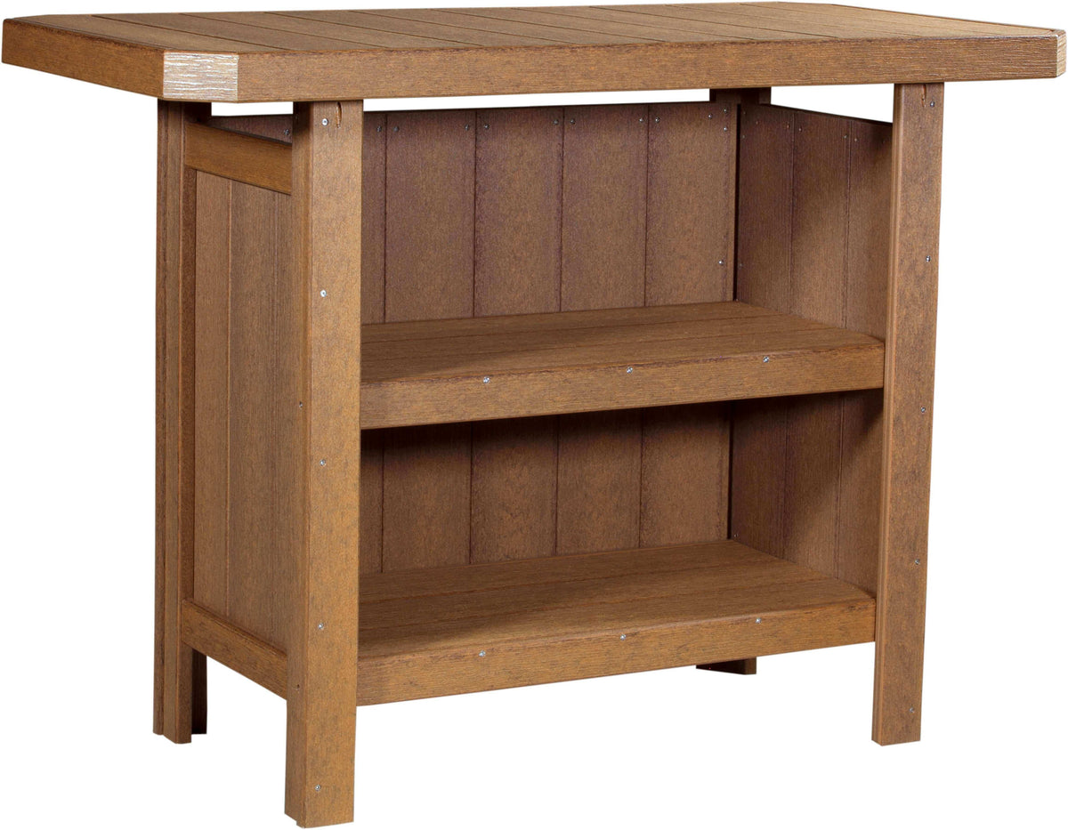 LuxCraft Outdoor Serving Bar 5-Piece Set in Antique Mahogany — recycled poly outdoor chair for outdoor patio seating