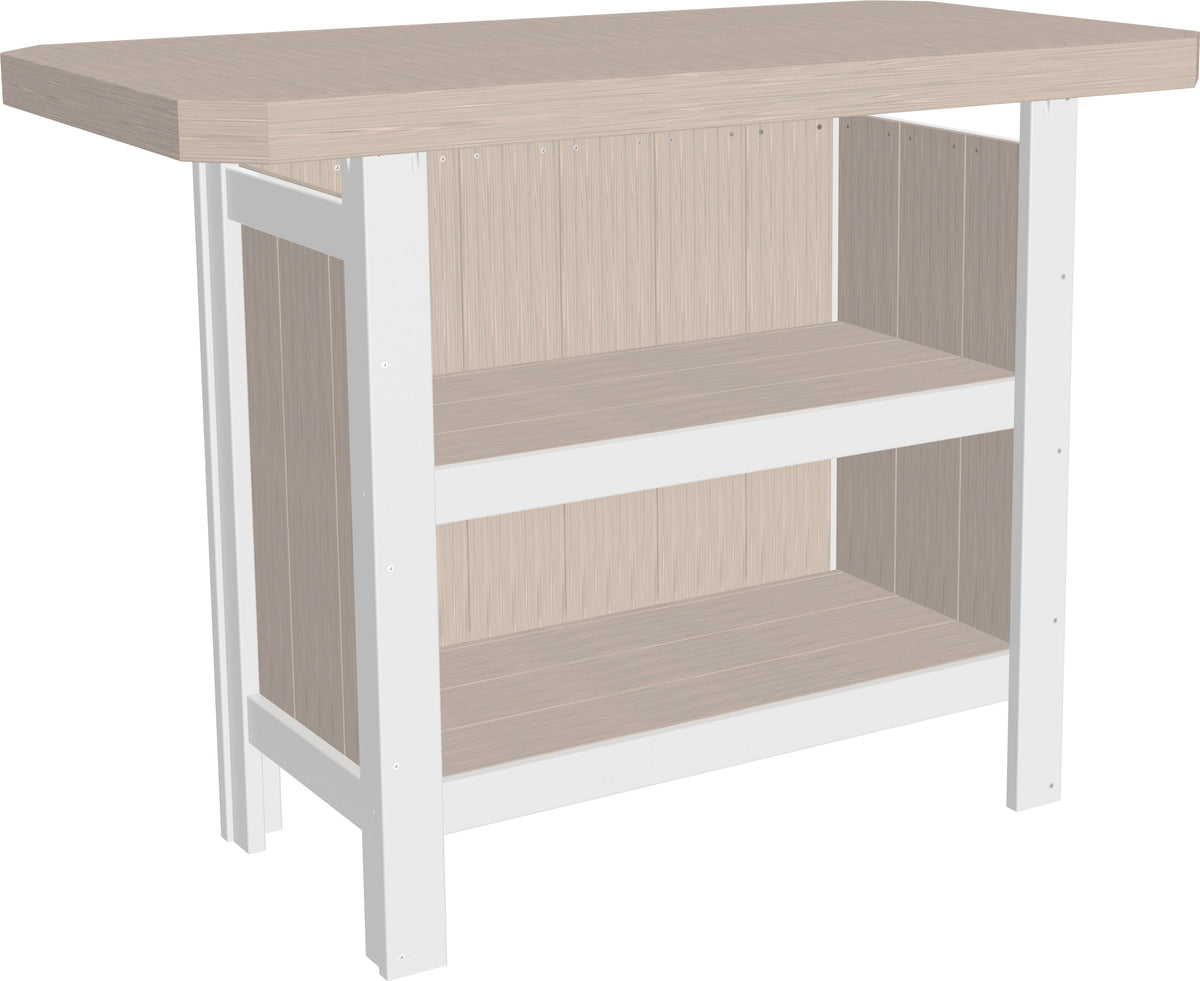 LuxCraft Outdoor Serving Bar 5-Piece Set in Birch and White — wide-armrest patio chair, fade-resistant poly