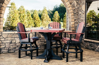 LuxCraft 41" Square Table 5-Piece Dining Set (Adirondack Swivel Chairs)