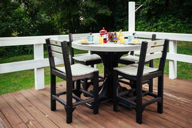 LuxCraft 4' Round Outdoor Dining Table features umbrella hole for added shade and variety of color options