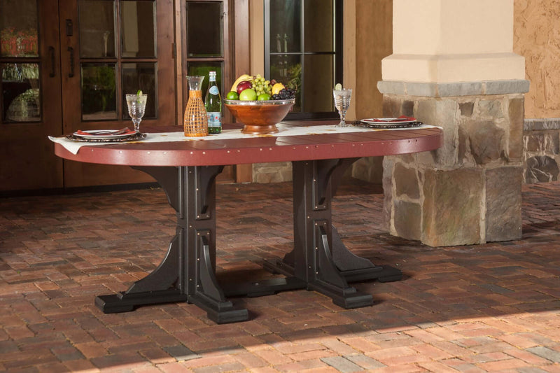 LuxCraft 6' Oval Outdoor Dining Table features umbrella hole for added shade and variety of color options