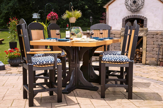 LuxCraft 6-foot rectangular Outdoor Dining Table features umbrella hole for added shade and variety of color options