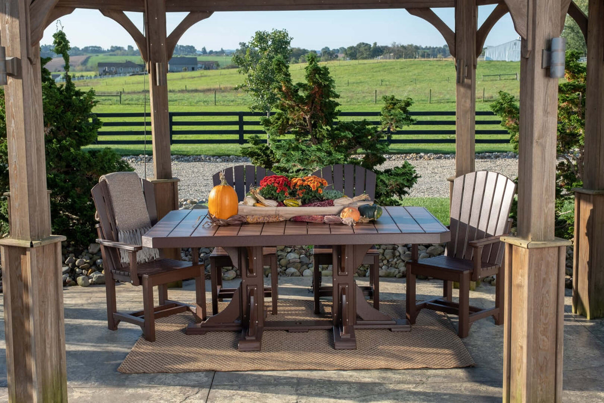 LuxCraft 6' Rectangular Outdoor Dining Table | Bar Height in Chestnut Brown positioned for outdoor family dining — all-weather outdoor build