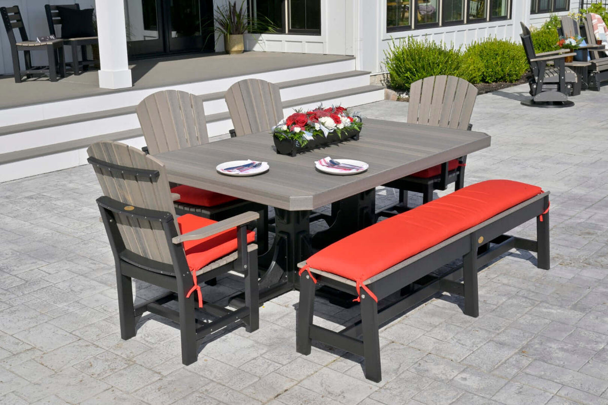 LuxCraft 6-foot rectangular Outdoor Dining Table features umbrella hole for added shade and variety of color options