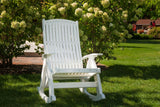 LuxCraft Comfort Rocker | Outdoor Rocking Chair in White arranged for front-porch use — durable poly construction