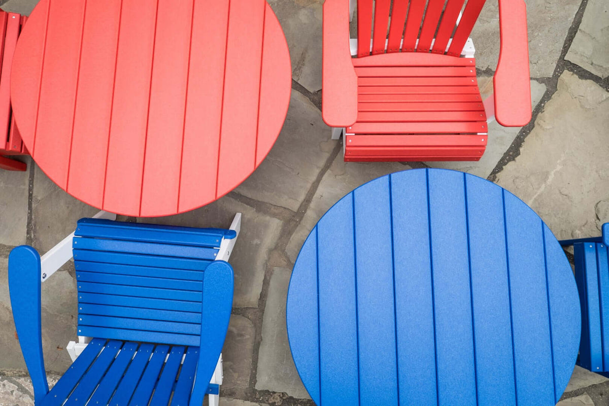 LuxCraft Outdoor Deluxe Conversation Table in Red — wide-armrest patio chair, fade-resistant poly