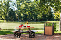 LuxCraft Octagon Outdoor Picnic Table designed to seat eight with standard umbrella hole