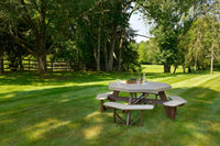 LuxCraft Octagon Outdoor Picnic Table designed to seat eight with standard umbrella hole