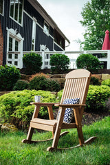 LuxCraft Porch Rocker | Outdoor Rocking Chair in Antique Mahogany arranged for front-porch use — durable poly construction