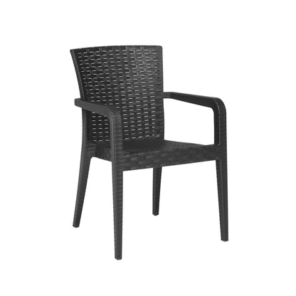 Black UV-resistant resin stackable dining armchairs