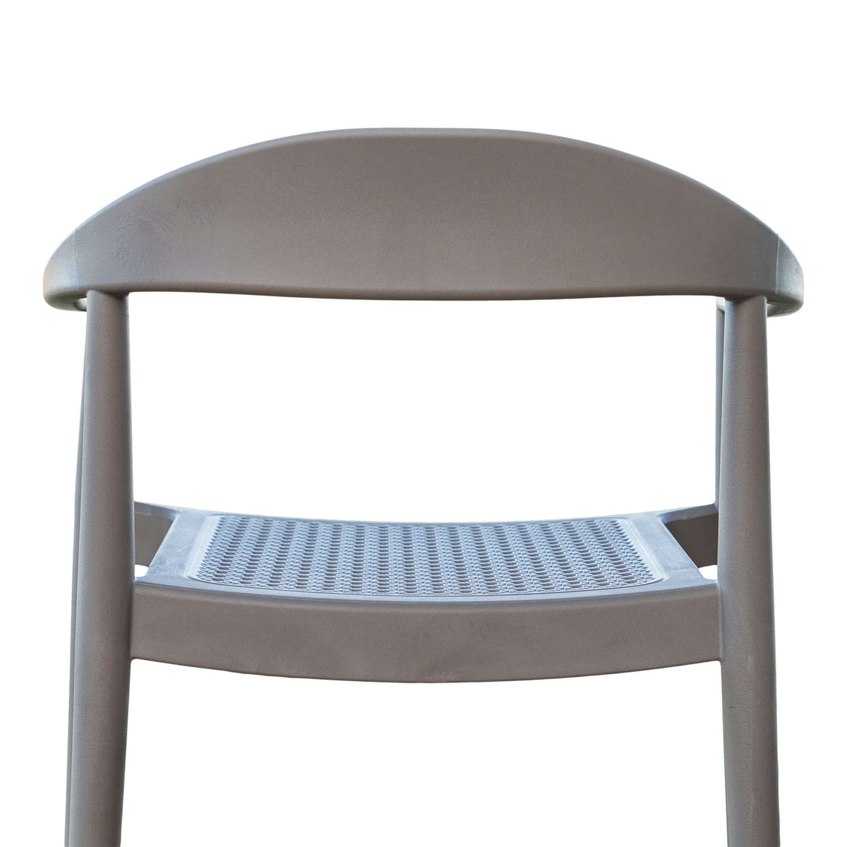 Brown set of 2 outdoor stackable armchairs made of UV resistant resin complements any outdoor table