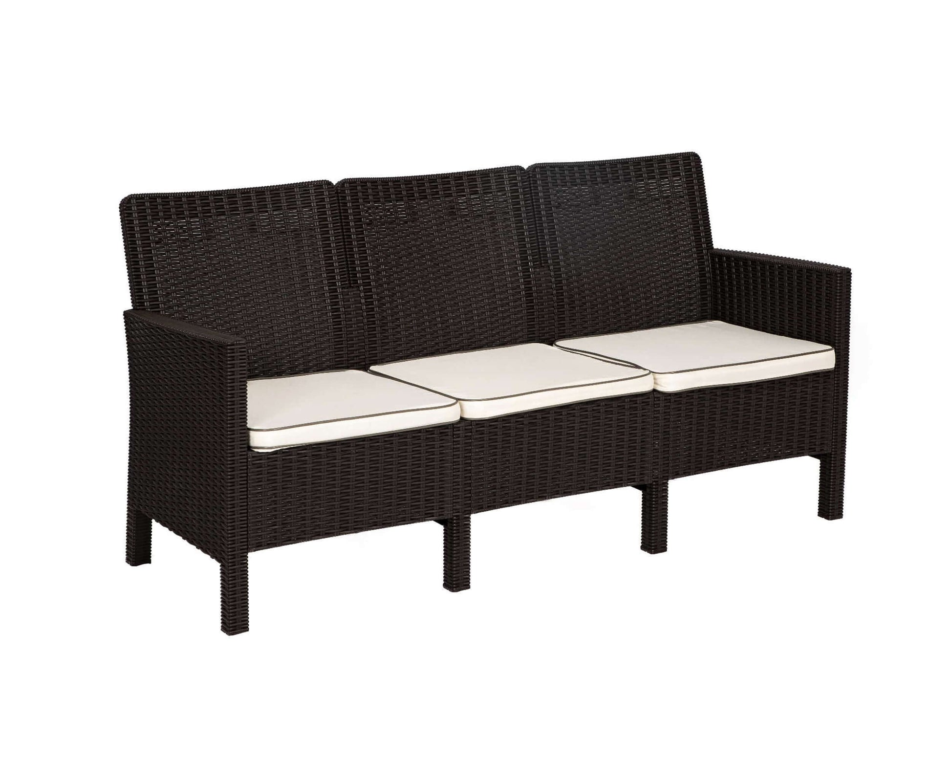 Brown outdoor sofa with cushion