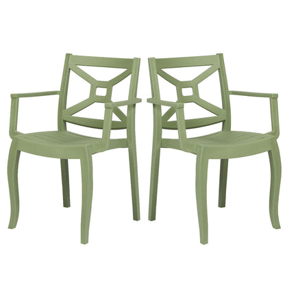 Green set of 2 stackable armchairs that are easy to clean