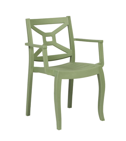 Green set of 2 stackable armchairs that are easy to clean