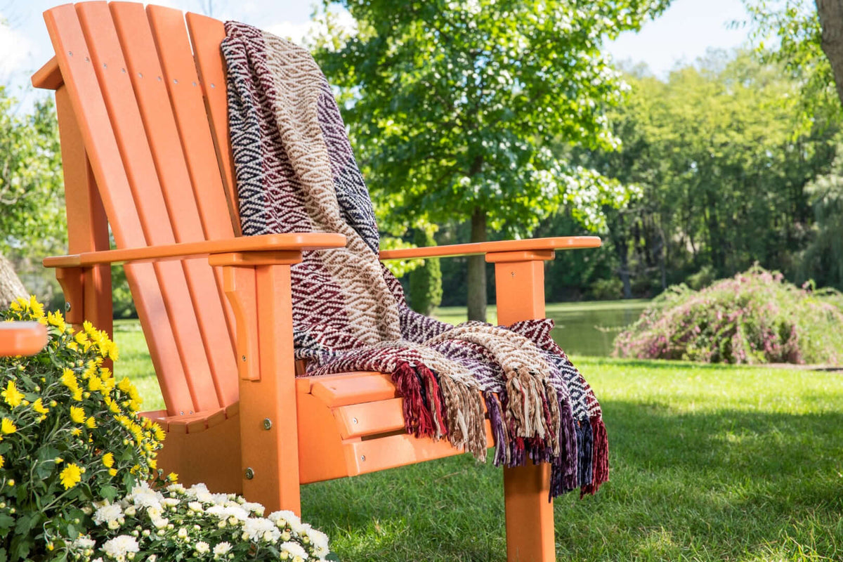LuxCraft Royal Adirondack Chair in Tangerine — angled-back lounge design, fade-resistant poly