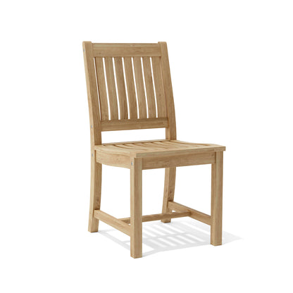 Teak outdoor dining chair with natural finish