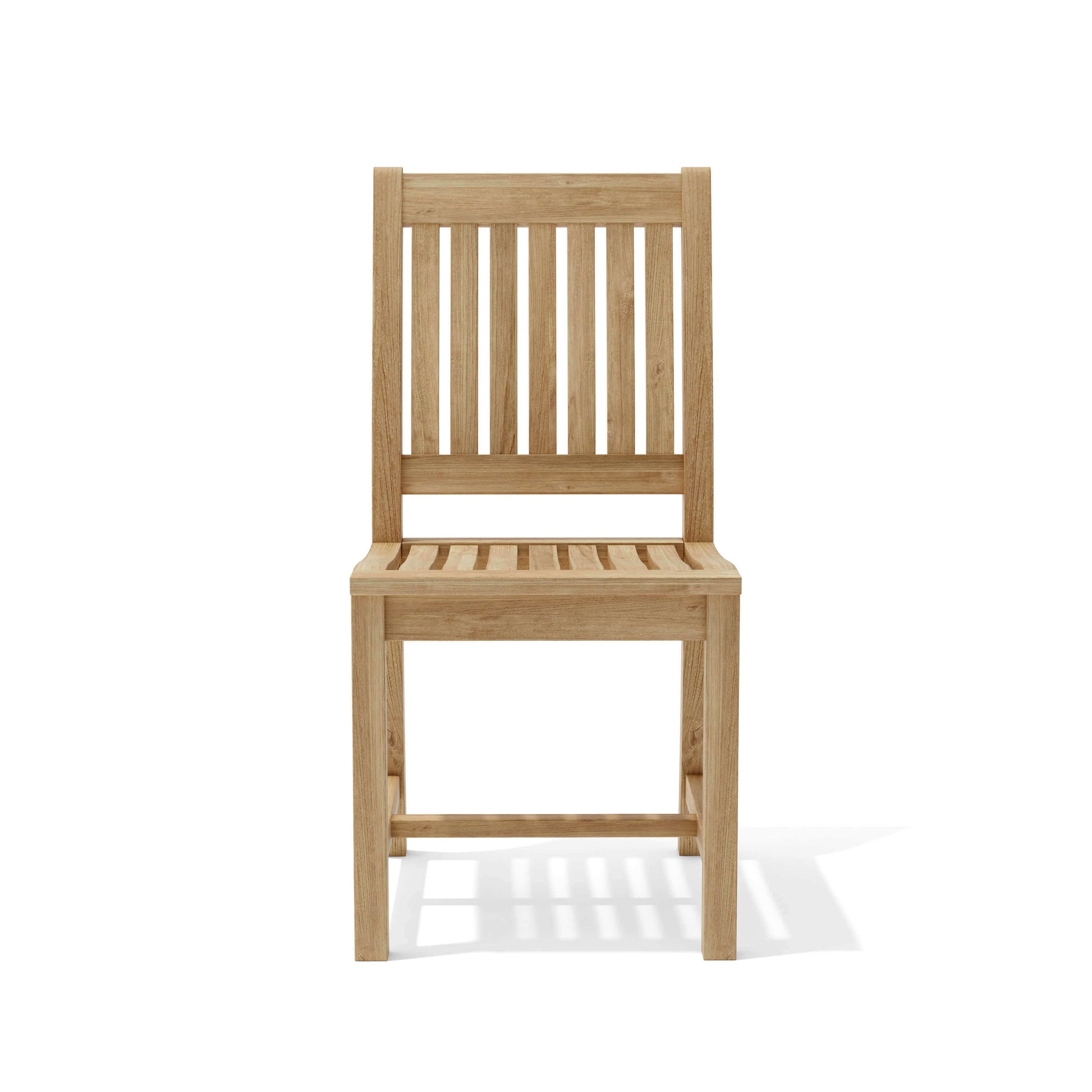 Teak outdoor dining chair with natural finish