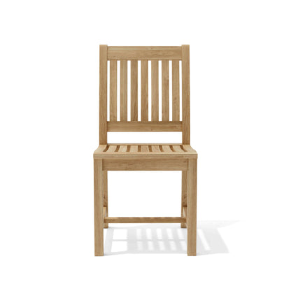 Teak outdoor dining chair with natural finish