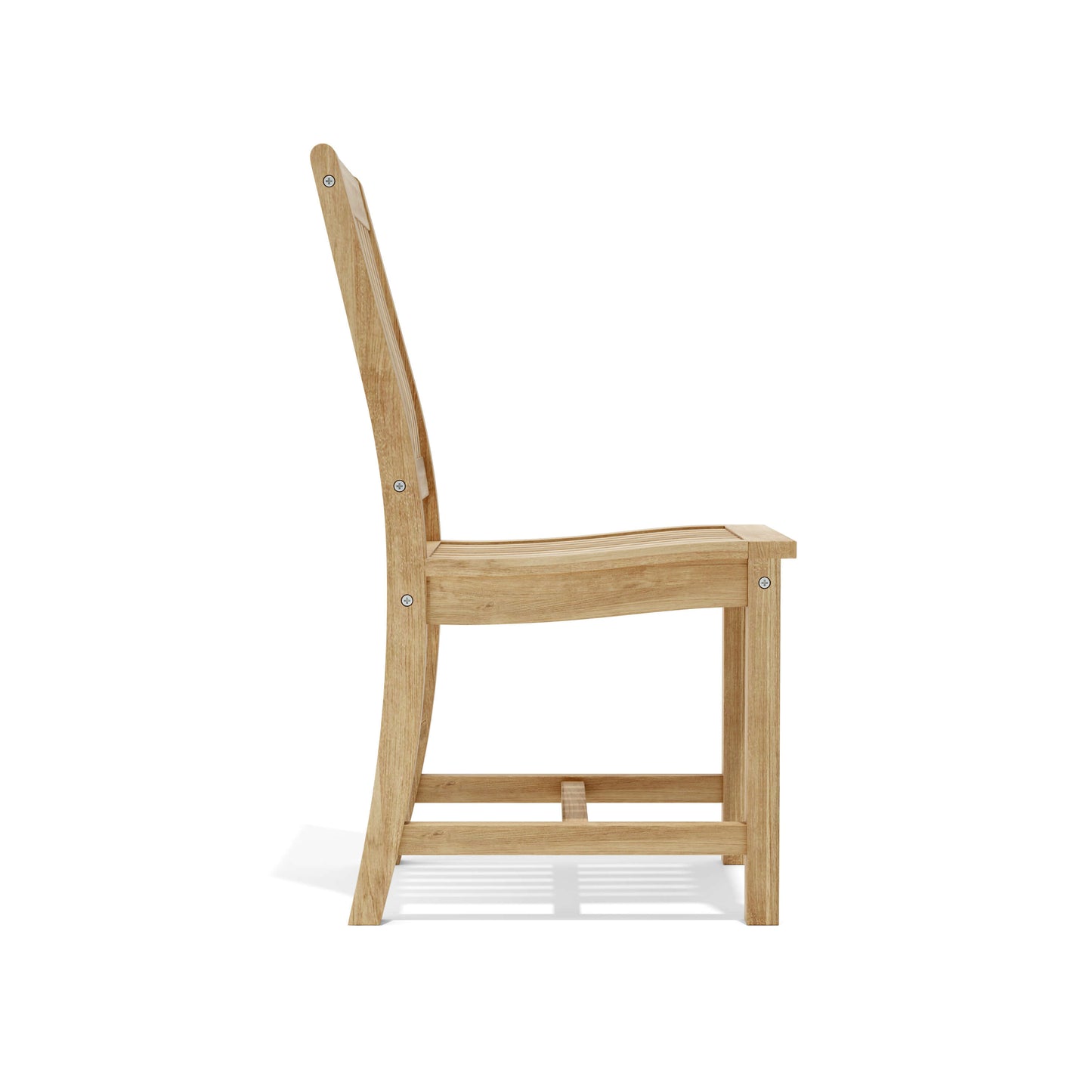 Teak outdoor dining chair with natural finish