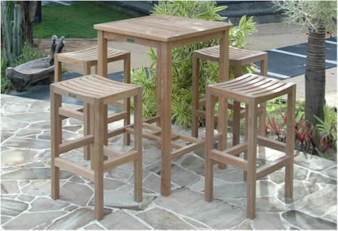 Anderson Teak 5-piece outdoor bar table set seats 4 people comfortably