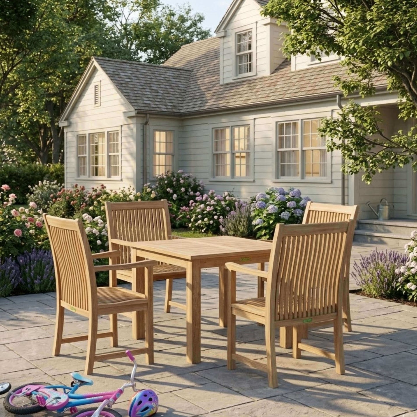 Anderson Teak Bahama Chicago 5 Piece Bistro Set in Outdoor Conversation Configuration