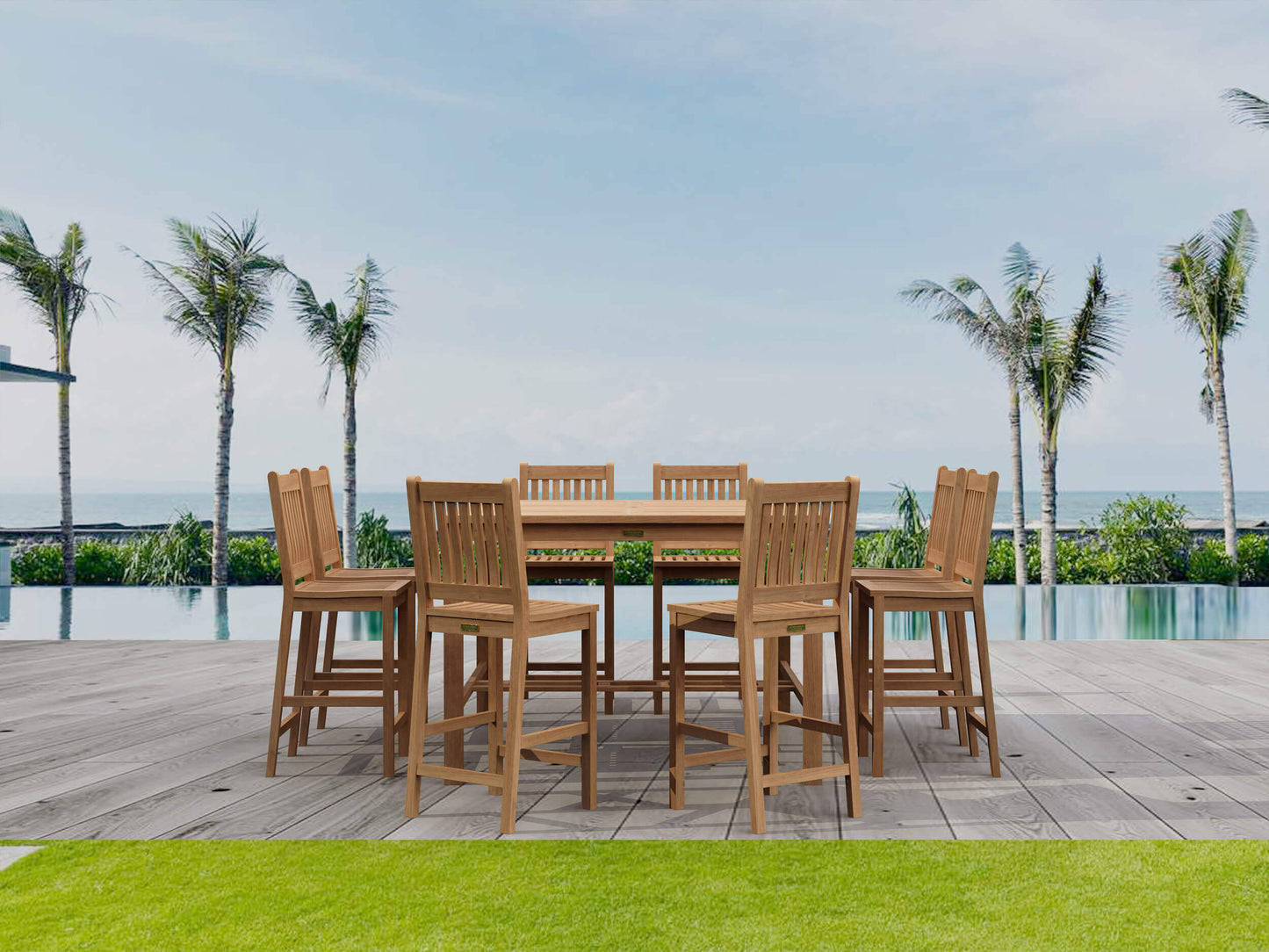 Anderson Teak 9-Piece Bar Table Set