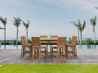 Anderson Teak 9-piece outdoor bar table set seats 8 people comfortably
