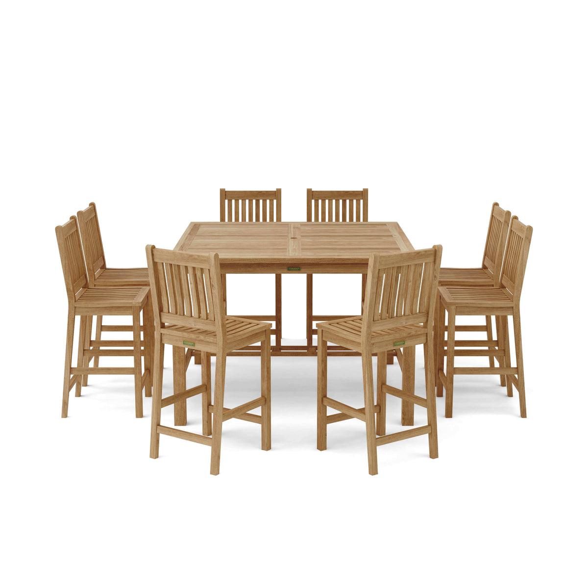 Anderson Teak 9 Piece Bar Table Set — Complete Bundle for Outdoor Lounging