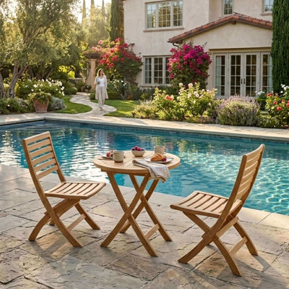 Anderson Teak Bahama 3 Piece Outdoor Bistro Table Set in Outdoor Conversation Configuration