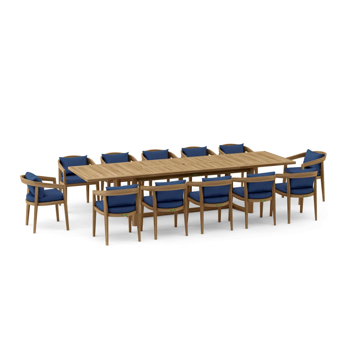Sunbrella Canvas Navy Cushion Color Option for Anderson Teak Toscana Extension Table And Dining Armchair Set