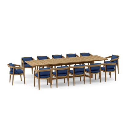 Sunbrella Canvas Navy Cushion Color Option for Anderson Teak Toscana Extension Table And Dining Armchair Set