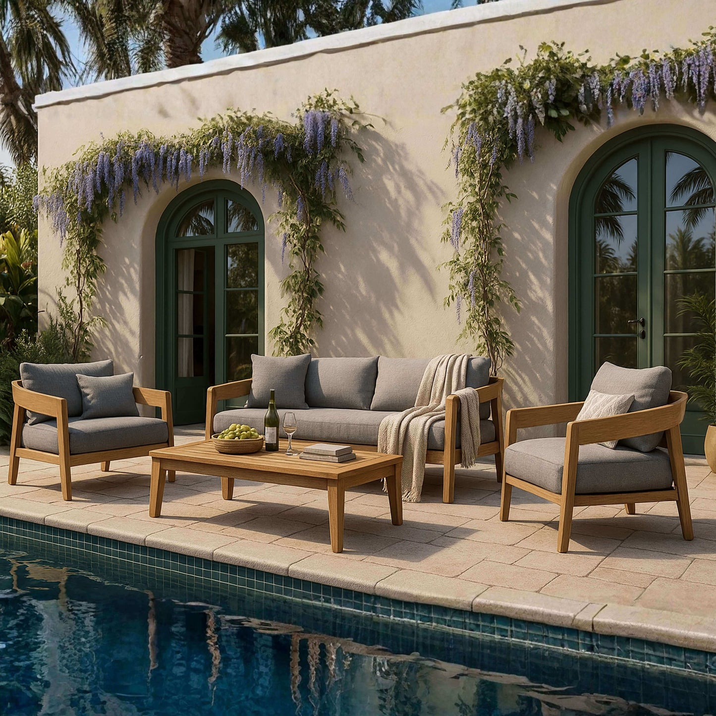 Anderson Teak Toscana 4 Piece Outdoor Set Detail with Solid Teak Build and Premium Joinery