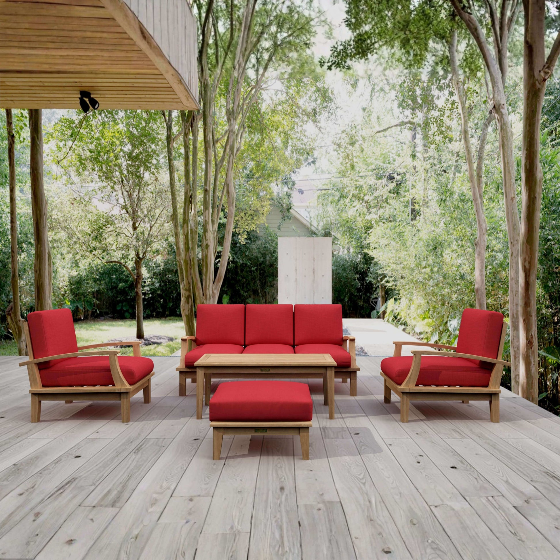 Anderson Teak Brianna 5 Piece Deep Seating Set Detail with Coordinated Teak Frame Composition