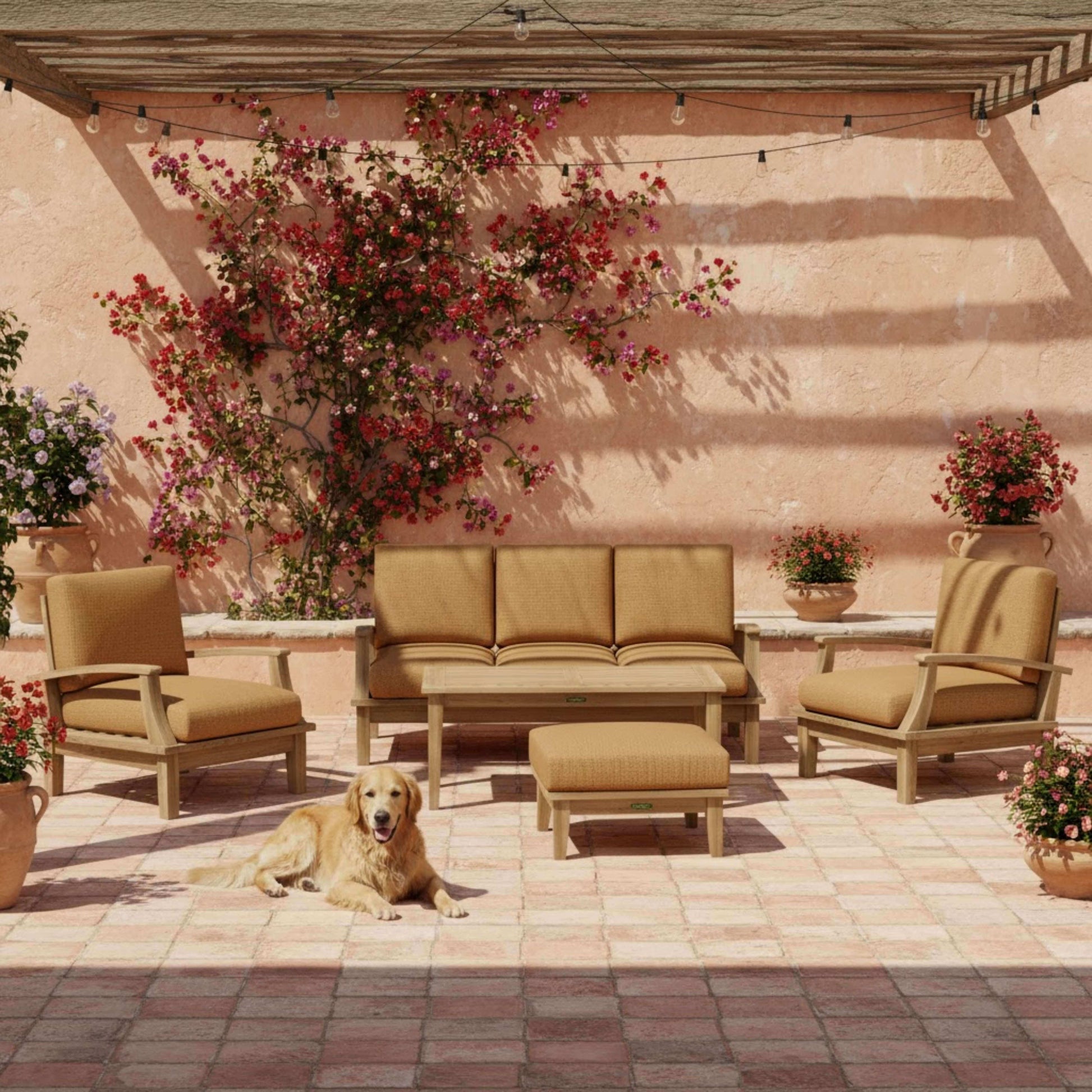 Anderson Teak Brianna 5 Piece Deep Seating Set in Outdoor Conversation Configuration