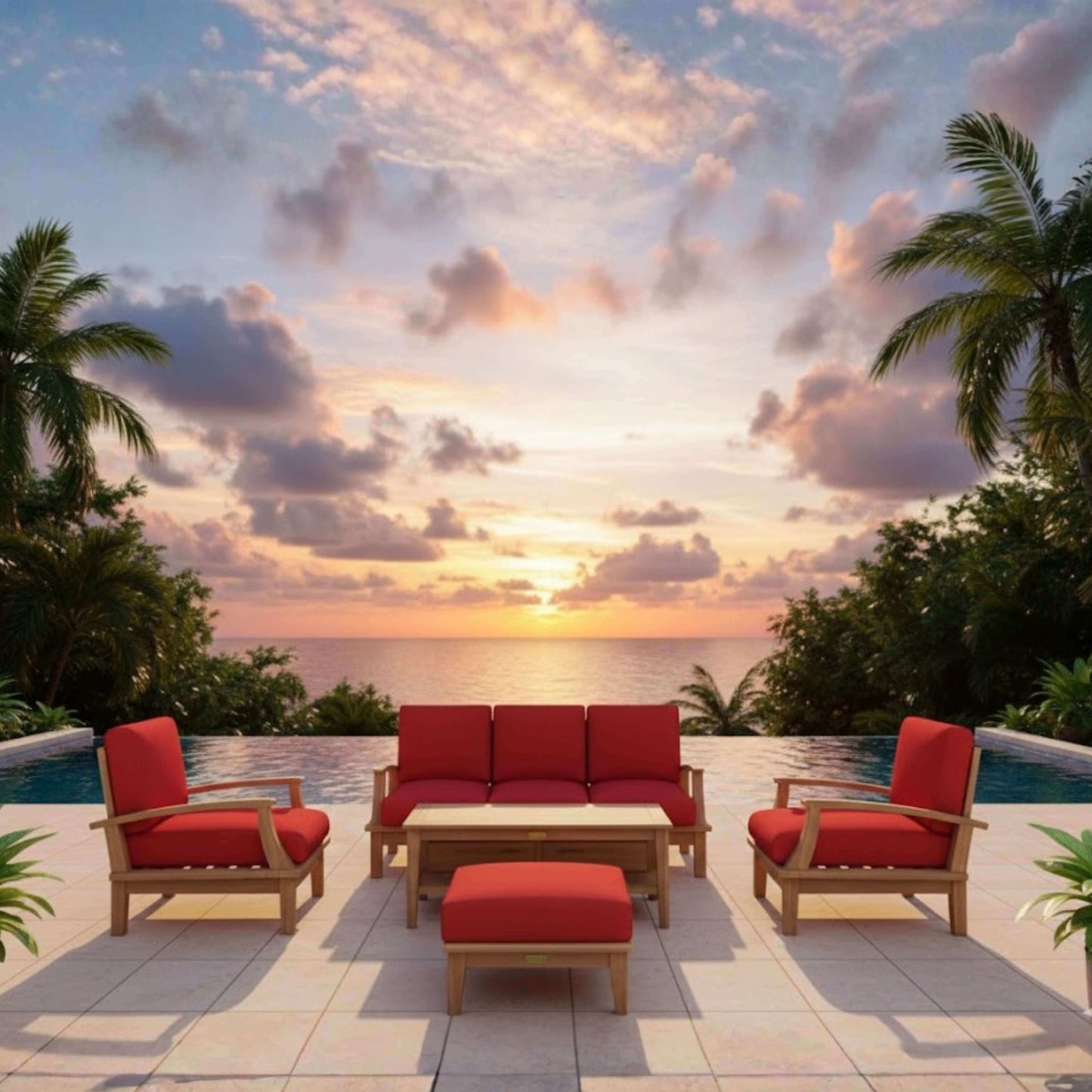 Anderson Teak Brianna 5 Piece Deep Seating Set — Complete Bundle for Outdoor Lounging
