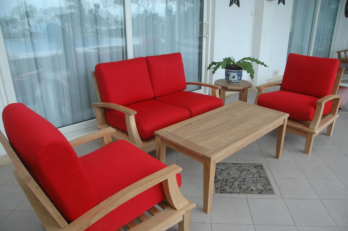 Anderson Teak Brianna 5 Piece Deep Seating Set Loveseat with Coordinated Pieces and Sunbrella Cushions