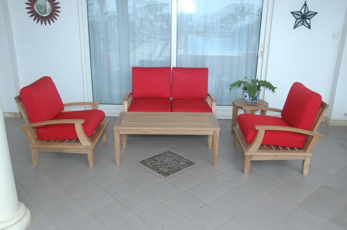 Anderson Teak Brianna 5 Piece Deep Seating Set Loveseat — Complete Bundle for Outdoor Lounging