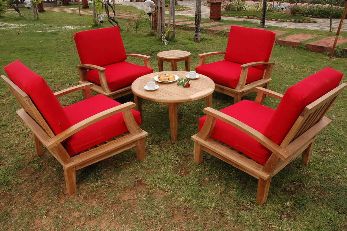 Anderson Teak Brianna 6 Piece Deep Seating Set Round Tables — Complete Bundle for Outdoor Lounging