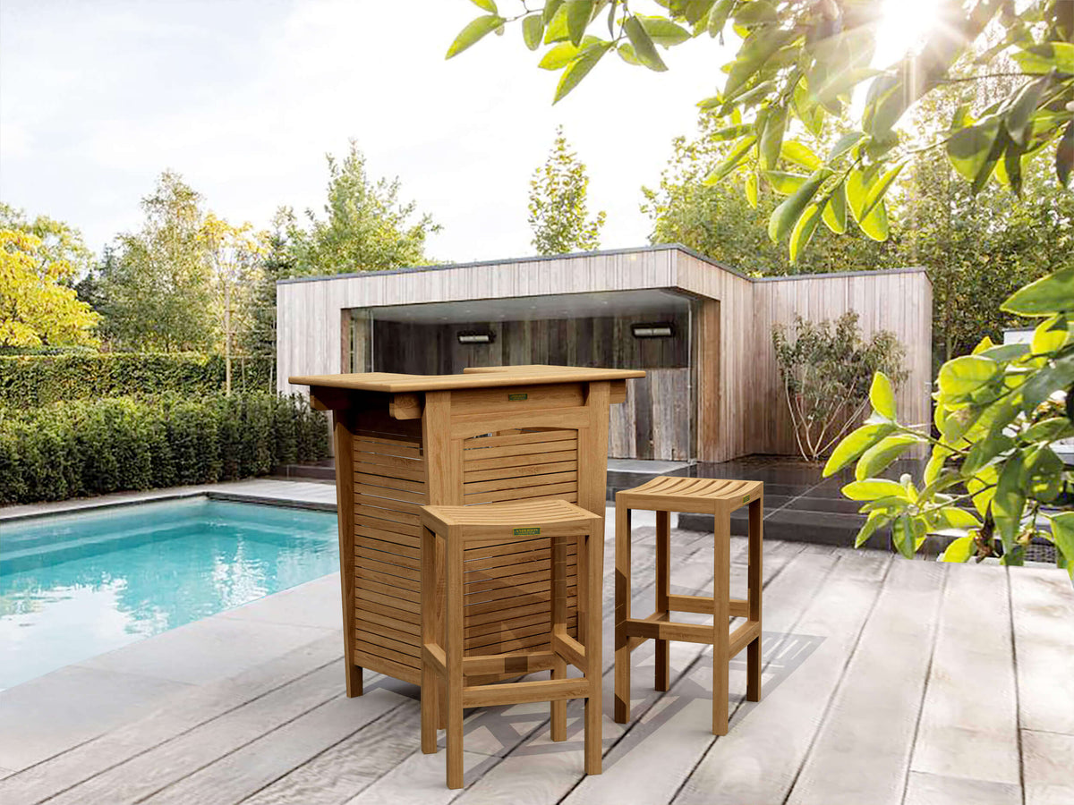 Anderson Teak Montego Bar Table 3 Piece Set — Complete Bundle for Outdoor Lounging