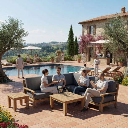 Anderson Teak Riviera Luxe 7-Piece Modular Sofa with Square Tables
