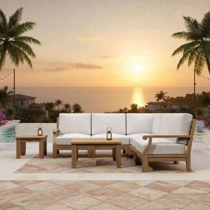 Anderson Teak Riviera Luxe 7-Piece Modular Sofa with Square Tables
