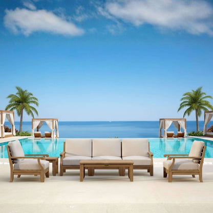 Anderson Teak Riviera Luxe 7-Piece Modular Set with Rectangular Coffee Table