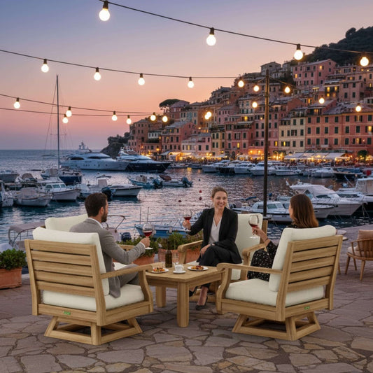 Anderson Teak Riviera Luxe 5-Piece Swivel Armchair Lounge Set