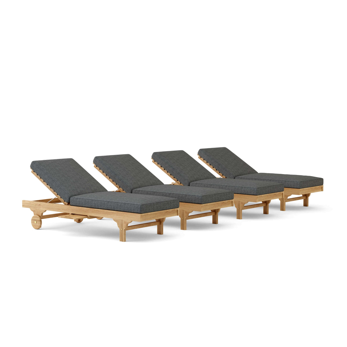 Sunbrella Cast Charcoal Cushion Color Option for Anderson Teak 4 Piece Capri Sun Lounger Set