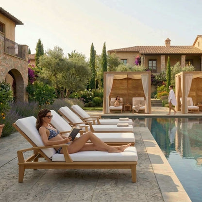 Anderson Teak Brianna 4 Piece Sun Lounger Set with Adjustable Backrest and Recline Mechanism
