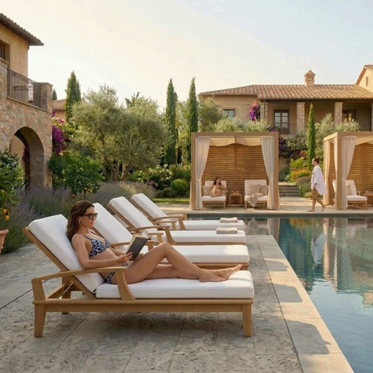 Anderson Teak Brianna 4 Piece Sun Lounger Set with Adjustable Backrest and Recline Mechanism