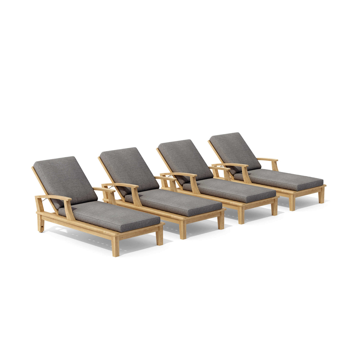 Anderson Teak Brianna 4 Piece Sun Lounger Set for Sunbathing and Pool Lounging