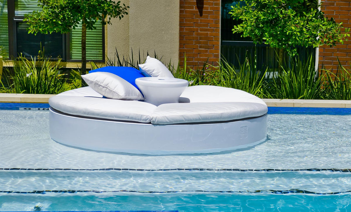 Ledge Lounger Signature Round Sunbed with Umbrella Hole, round outdoor daybed with umbrella hole, view 2