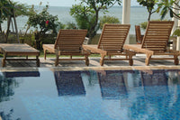 Anderson Teak sun lounger set has a curved design with adjustable backrest